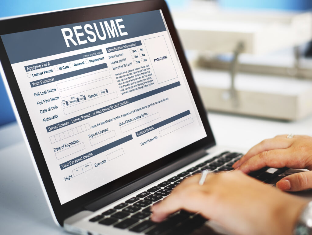 person creating a resume