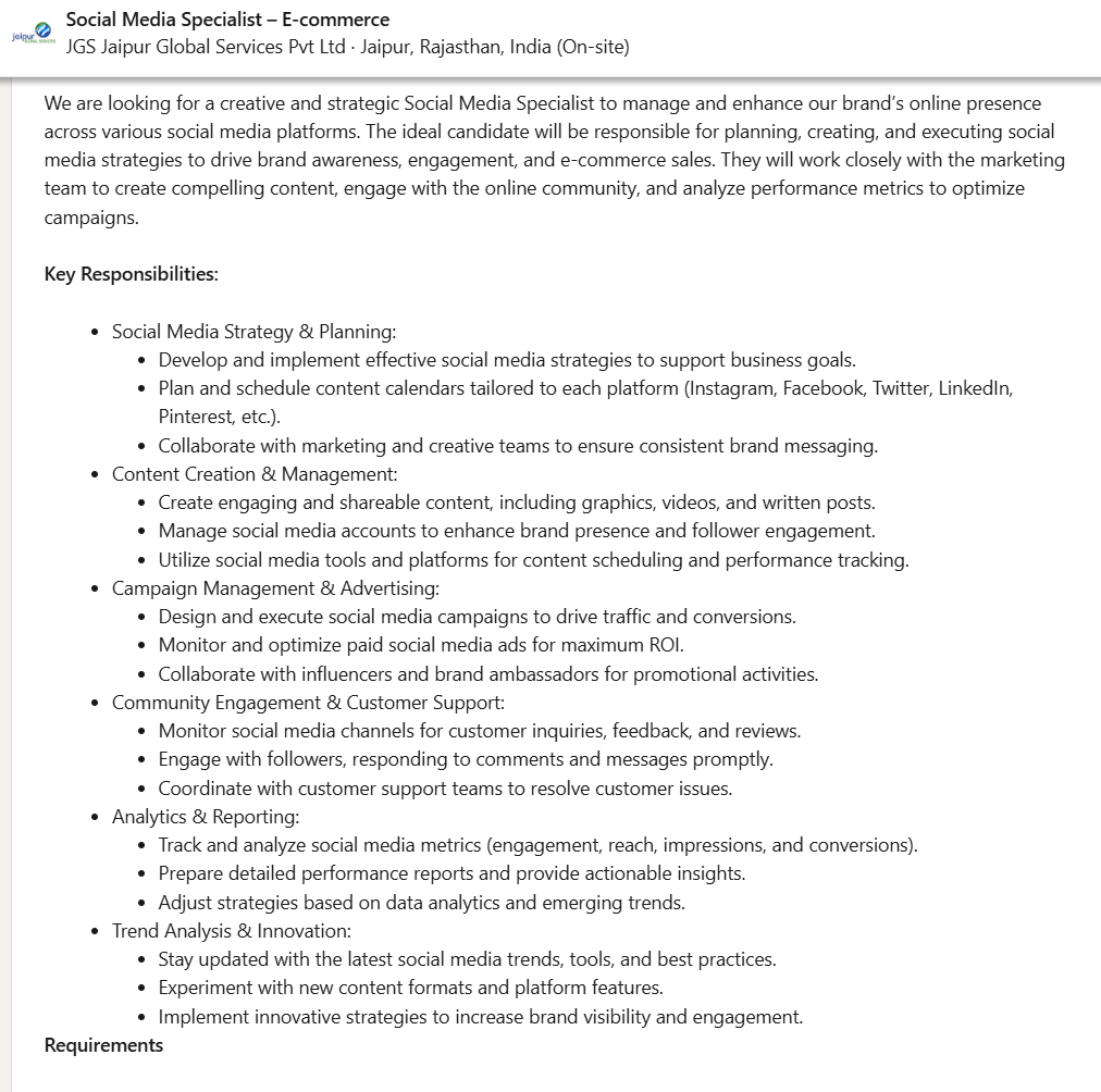 One of the high-paying digital marketing jobs in social commerce specialist
