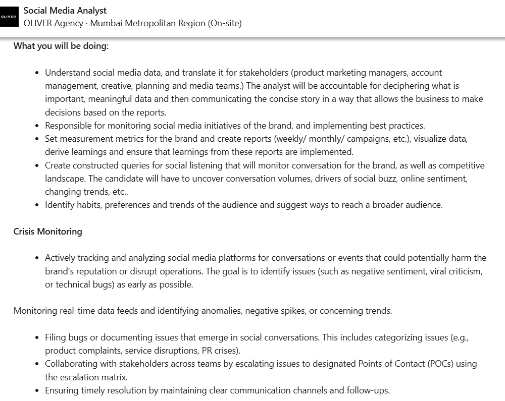 One of the social media marketing jobs for freshers is social media analyst