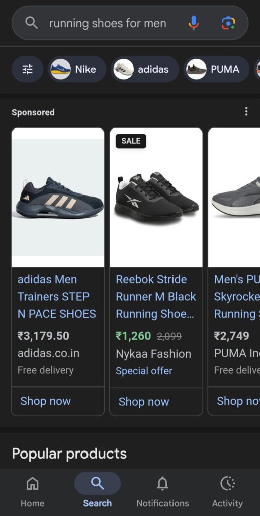 pay-per-click (PPC) advertising for running shoes