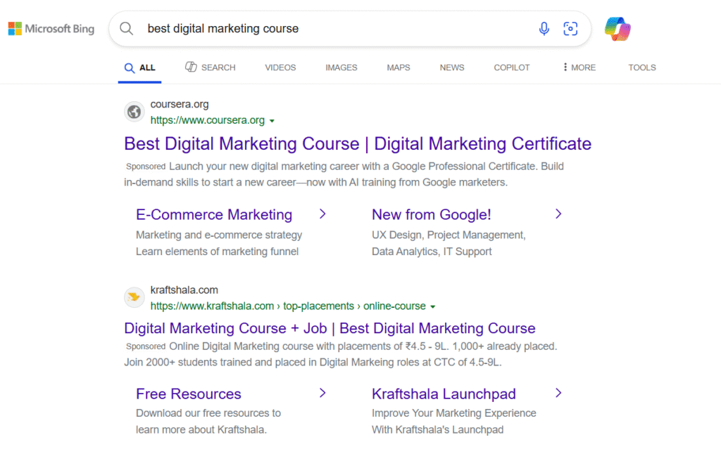 pay-per-click (PPC) advertising on Bing
