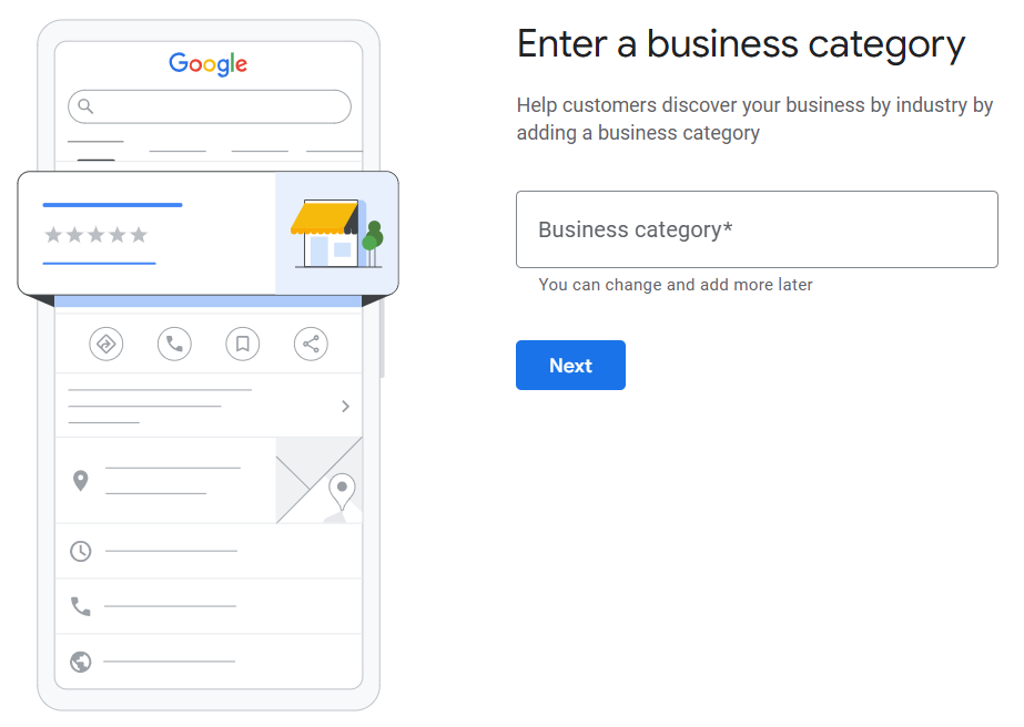 Enter your business category in Google Business Profile