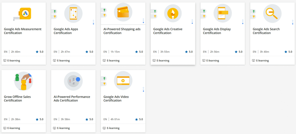 Google Ads certification programs