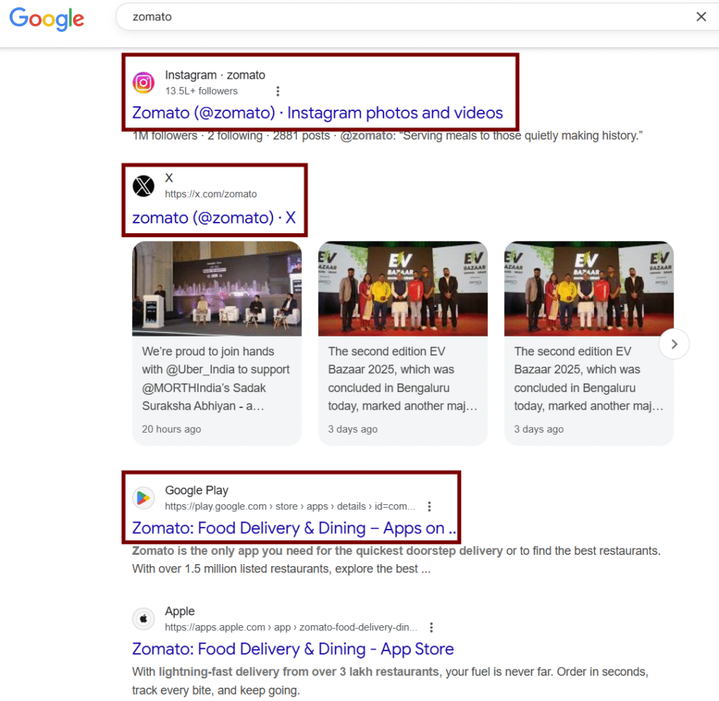 social media SEO in Google