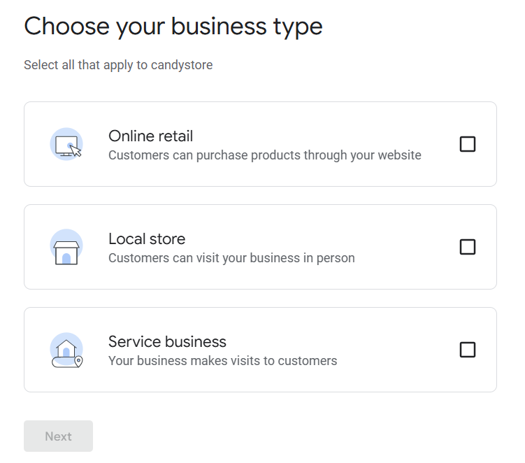 Select your business type in Google Business Profile