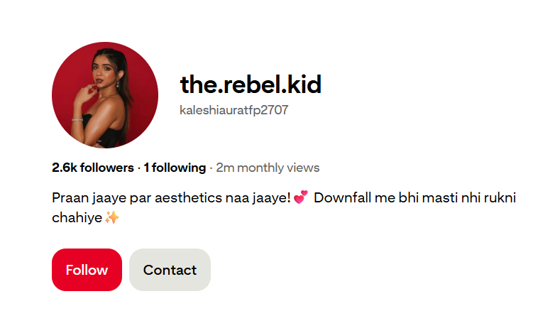 Pinterest displays the rebel kid