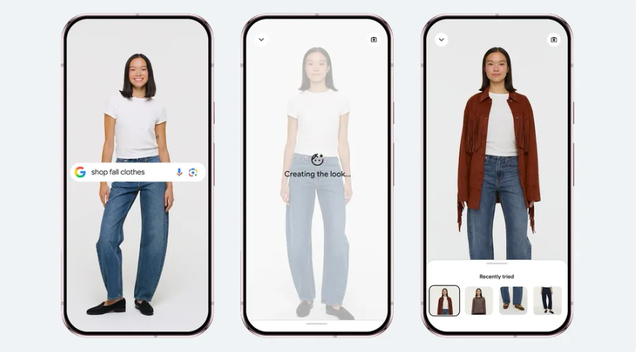 screenshot on Google virtual try on feature from Google blog
